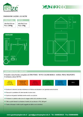 Scarica la scheda tecniche - GAZEBO pieghevole 2x2 metri